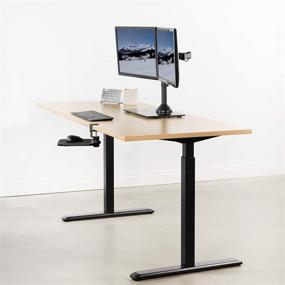 img 2 attached to 🖥️ VIVO Dual Monitor Stand - Freestanding Black Stand with Glass Base, Adjustable Arms - Mounts 2 Screens up to 27 inch and 22 lbs Each, STAND-V002FG