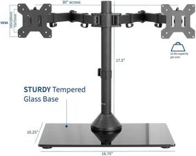 img 3 attached to 🖥️ VIVO Dual Monitor Stand - Freestanding Black Stand with Glass Base, Adjustable Arms - Mounts 2 Screens up to 27 inch and 22 lbs Each, STAND-V002FG