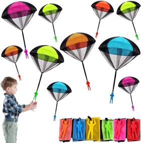 img 4 attached to Unleash Fun and Thrill with 🪂 SUPRBIRD Parachute 10 Pieces Children's Throwing Kit