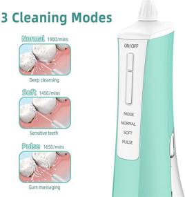 img 3 attached to 💧 Laxcare Water Flosser: Cordless Teeth Cleaner, Rechargeable & Portable Oral Irrigator - 3 Modes, IPX7 Waterproof Dental Flosser - 2 Replaceable Tips, Detachable Water Tank - Home & Travel - Cyan