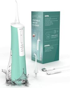 img 4 attached to 💧 Laxcare Water Flosser: Cordless Teeth Cleaner, Rechargeable & Portable Oral Irrigator - 3 Modes, IPX7 Waterproof Dental Flosser - 2 Replaceable Tips, Detachable Water Tank - Home & Travel - Cyan