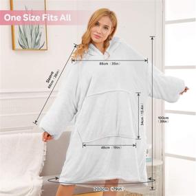 img 1 attached to 🧥 BUZIO Wearable Fleece & Sherpa Blanket Hoodie for Teens and Adults - Oversized, One Size Fits All, White