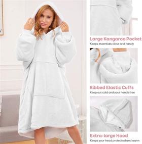 img 2 attached to 🧥 BUZIO Wearable Fleece & Sherpa Blanket Hoodie for Teens and Adults - Oversized, One Size Fits All, White