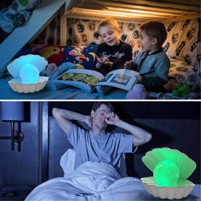 img 2 attached to 🏖️ Shell Pearl Beach Themed Night Light: LKUA RGB 8 Colors Changing Mood Lamp