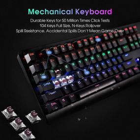 img 1 attached to E-YOOSO K600 Mechanical Gaming Keyboard with Brown Switches - 104 Keys, Rainbow 🎮 LED Backlit, 9 Modes | USB Wired Keyboard for PC, Laptop, Desktop, Windows Computer