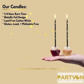 img 1 attached to 🎂 Black Gold Birthday Cake Candles: Luxurious Long Thin Holiday Candle Set for Unique Tall Cupcake Sparklers & Party Decorations