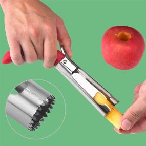 img 1 attached to 🍎 Efficient 2-Pack Apple Corer Lever Tool by BRIGHT KITCHEN: Stainless Steel, Cherry Red Grip with Serrated Blade - Perfect for Seed Removal in Pear and Fruit