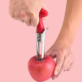 img 2 attached to 🍎 Efficient 2-Pack Apple Corer Lever Tool by BRIGHT KITCHEN: Stainless Steel, Cherry Red Grip with Serrated Blade - Perfect for Seed Removal in Pear and Fruit