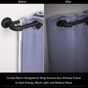 img 3 attached to Matte Black Sun Zero Bronn Wrap Around Double Curtain Rod for Windows, 36-66 inches