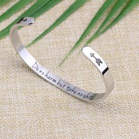 img 2 attached to 🌟 Joycuff Gifts for Women: Inspirational Engraved Mantra Cuff Bracelet - Kind Heart, Fierce Mind, Brave Spirit! Perfect Friendship or Encouragement Bangle Jewelry