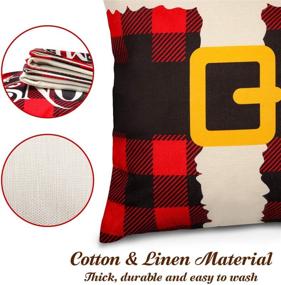 img 2 attached to 🎄 D-FantiX Christmas Pillow Covers Set of 4, 18x18 Inch Plaid Linen Cushion Decorative Throw Pillow Cases, Square Pillowcases for Home Office Living Room Xmas Decorations