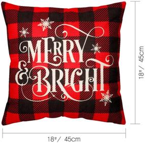 img 3 attached to 🎄 D-FantiX Christmas Pillow Covers Set of 4, 18x18 Inch Plaid Linen Cushion Decorative Throw Pillow Cases, Square Pillowcases for Home Office Living Room Xmas Decorations