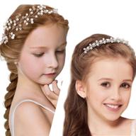 wedding hair accessory: rhinestone bridal headband with faux pearl, perfect for flower girls, toddler crowns, brides, parties, and evening events logo