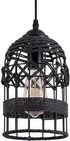 img 4 attached to 🏮 Rustic Black Woven Cage Pendant Light: Industrial Metal Hemp Rope Mini Pendant Lighting Fixture for Kitchen Island, Cafe, Bar, and Farmhouse