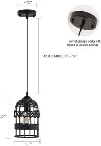 img 1 attached to 🏮 Rustic Black Woven Cage Pendant Light: Industrial Metal Hemp Rope Mini Pendant Lighting Fixture for Kitchen Island, Cafe, Bar, and Farmhouse