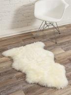 🐑 high-quality 2 x 3 ft ivory sheepskin area rug throw single pelt with hypoallergenic backing and luxurious new zealand shearling - thick, lush, and non-slip logo