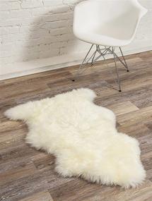 img 4 attached to 🐑 High-Quality 2 x 3 ft Ivory Sheepskin Area Rug Throw Single Pelt with Hypoallergenic Backing and Luxurious New Zealand Shearling - Thick, Lush, and Non-Slip