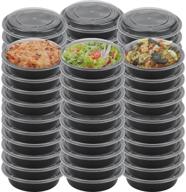 60 pack meal prep containers for food storage - suwimut disposable black round plastic food containers lunch boxes bowls with lids, bpa free food grade, freezer and microwave safe логотип