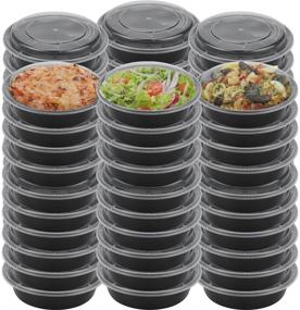 img 4 attached to 60 Pack Meal Prep Containers for Food Storage - Suwimut Disposable Black Round Plastic Food Containers Lunch Boxes Bowls with Lids, BPA Free Food Grade, Freezer and Microwave Safe