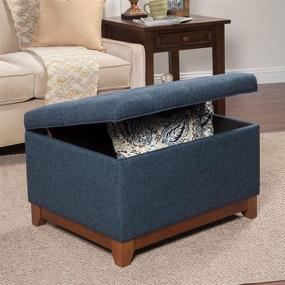 img 1 attached to 🛋️ Blue Upholstered Chunky Textured Tufted Storage Ottoman with Hinged Lid by HomePop