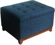 🛋️ blue upholstered chunky textured tufted storage ottoman with hinged lid by homepop logo