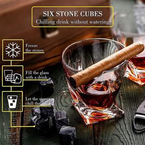 img 2 attached to 🥃 Premium Whiskey Glass Set of 2 with Side Holder - Scotch Bourbon Glass Gift Box Set - Includes Granite Whiskey Stones - Perfect Drinking Gifts for Men - Ideal Present for Dad, Husband, Birthday, Party, Holiday