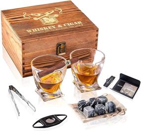 img 3 attached to 🥃 Premium Whiskey Glass Set of 2 with Side Holder - Scotch Bourbon Glass Gift Box Set - Includes Granite Whiskey Stones - Perfect Drinking Gifts for Men - Ideal Present for Dad, Husband, Birthday, Party, Holiday