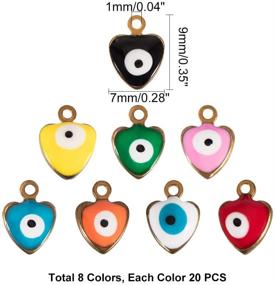 img 3 attached to 💛 PH PandaHall 160pcs Heart Evil Eye Enamel Charms Pendants in 8 Colors - Mini Alloy Golden Tone Evil Eye Heart Charms for DIY Jewelry