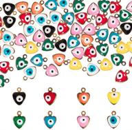 💛 ph pandahall 160pcs heart evil eye enamel charms pendants in 8 colors - mini alloy golden tone evil eye heart charms for diy jewelry logo