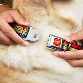 img 3 attached to 🐾 Buckle-Down Wonder Woman Dog Collar - Adjustable Sizes for Small, Medium & Large Dogs - Red, Gold, Blue & White Stripe Stars Design - Seatbelt Buckle