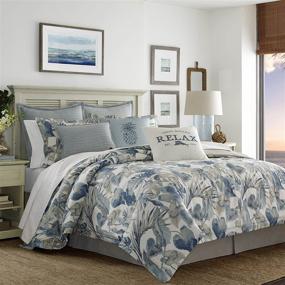 img 4 attached to 🌊 Tommy Bahama Raw Coast Collection Comforter Set: Premium Quality, Ultra Soft, Breathable Cotton in King Size, 4pc Blue Bedding for All Seasons