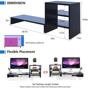 img 3 attached to COOGOU Wood Monitor Stand Raiser with 3 Tier Storage Shelf - 🖥️ Black Computer Stand for Home Office Desk Organizer and PC Screen TV Riser