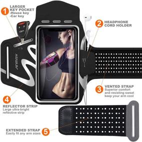 img 3 attached to 🏃 ANMRY Running Phone Armband for iPhone 11 Pro Max Xs Max XR X 8 7 6s Plus, Galaxy S10 S9 S8 S7 S6 Edge Note 10 9, LG G6 G5, Phone Holder for Running, Hiking, Biking with Key Holder - Black