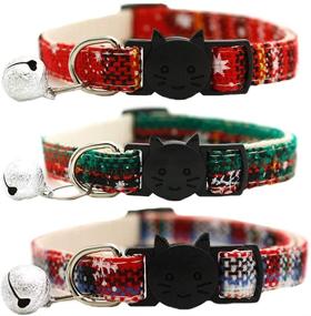 img 4 attached to 🎄 Christmas Cat Collar Breakaway with Bell - Set of 3 Adjustable Collars for Kittens & Puppies | Cute Snow Patterned Collars for Cats