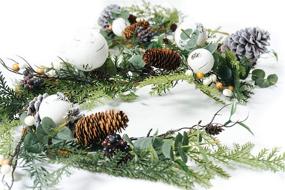 img 3 attached to 🎄 Enhance Your Holiday Decor with CraftMore Kelly Pine Garland and Birch Balls - 72&#34;