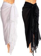 👙 women's beach batik long sarong swimsuit cover up with tassel - 2 pack logo