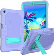 📱 jsusou kids case for lg g pad 5 10.1-inch - heavy duty, drop-proof rugged protective case with kickstand cover - purple/aqua (2019) logo