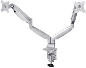 img 1 attached to Monoprice Workstream Dual Arm Adjustable Gas Spring Desk Mount - Silver, 15-34 Inch Monitors, Vessa 100x100, 19.8lbs Weight Capacity