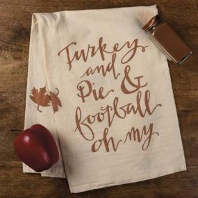img 1 attached to 🦃 Примитивы от Кэти - 31612 Осенние рукописные кухонные полотенца, 28 x 28 дюймов, индейка, пирог и футбол