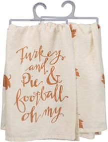 img 2 attached to 🦃 Примитивы от Кэти - 31612 Осенние рукописные кухонные полотенца, 28 x 28 дюймов, индейка, пирог и футбол