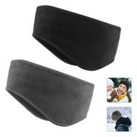 🧣 fleece ear warmers headband 2 pack - stay warm and dry with komake moisture wicking sweatband - perfect for running, skiing, and outdoor sports - men and women - black and gray logo