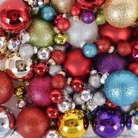 img 3 attached to Vibrant Multicolor Christmas Ball Ornament Set: 102 Piece Large & Small Glass Bulbs for Indoor/Outdoor Tree Decoration