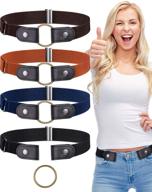 no buckle stretch belts: invisible elastic waist belt set for women and men jeans pants logo