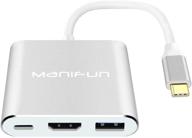 адаптер manifun usb c к hdmi, кабель-конвертер type c usb 3.1 к hdmi 4k/usb 3.0/usb c с портом для зарядки - совместим с macbook, chromebook pixel, samsung galaxy s8/s9/note 8/note 9. логотип