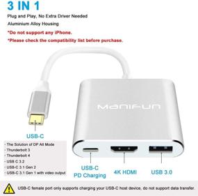 img 3 attached to Адаптер Manifun USB C к HDMI, кабель-конвертер Type C USB 3.1 к HDMI 4K/USB 3.0/USB C с портом для зарядки - совместим с MacBook, Chromebook Pixel, Samsung Galaxy S8/S9/Note 8/Note 9.