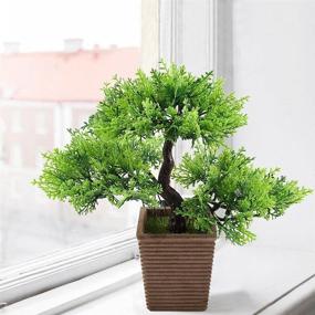 img 2 attached to 🌿 GTIDEA Artificial Bonsai Tree: Realistic Fake Greenery for Office, Home Decor and Aquariums (10.63 Inch)