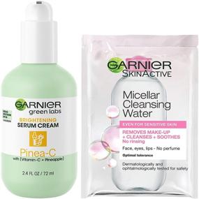 img 4 attached to 🍍 Garnier Pinea-C Brightening Serum Cream Moisturizer with SPF 30 and Vitamin C, Green Labs + Pineapple, with Trial Size Micellar Cleansing Water (In Carton) (Packaging May Vary)