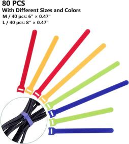 img 2 attached to OneLeaf 80 PCs Reusable Fastening Cable Ties: Efficient Wire Management for Electronics – Multi-Purpose Hook & Loop Straps, Adjustable & Colorful Cords Organizer (2 Sizes & 4 Colors)