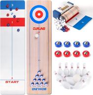 🎳 eub shuffleboard table 3 in 1: curling, bowling & tabletop fun - 10” x 40” portable mini game set for kids and adults логотип