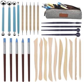 img 4 attached to 🎨 Augernis Polymer Clay Sculpting Tools Set - 28pcs Modeling Clay Tools for Pottery, Rock Painting, Cake Fondant Decoration - Dotting Tools Ball Styluses